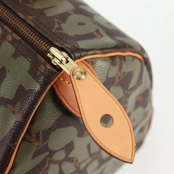 LOUIS VUITTON Monogram Graffiti Speedy 30 Bag Green Khaki - Picture 13 of 16